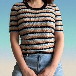 Truth by Republic Soft Viscose Striped 3/4 Textured Sweater - size M